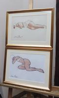 Pair of Watercolours Girl in a Bikini Listed French Artist Janine Marca 1960s (10 of 10) Pair of Watercolours Girl in a Bikini Listed French Artist Janine Marca 1960s (10 of 10)
