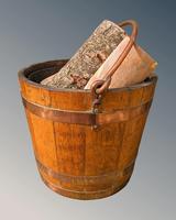 19th Century Coopered Oak & Copper Coal Bucket
