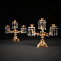 Pair of Early 19th Century Gilt Bronze and Lustres Three Branch Candelabra (8 of 8) Pair of Early 19th Century Gilt Bronze and Lustres Three Branch Candelabra (8 of 8)