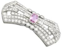 3.08ct Pink Topaz & 7.02ct Diamond and Platinum Brooch - French c.1925 (4 of 9) 3.08ct Pink Topaz & 7.02ct Diamond and Platinum Brooch - French c.1925 (4 of 9)