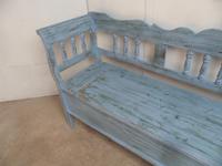 Lovely Sky Blue 3 Seater Antique Pine Kitchen / Hall Box Settle / Bench (2 of 10) Lovely Sky Blue 3 Seater Antique Pine Kitchen / Hall Box Settle / Bench (2 of 10)