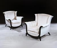 Unusual Pair of French Art Deco Ebonised Armchairs in a Crushed Velvet (2 of 8) Unusual Pair of French Art Deco Ebonised Armchairs in a Crushed Velvet (2 of 8)