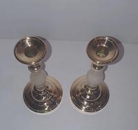 Pair of Early 20th Century Polished Brass & Alabaster Candlesticks (3 of 3) Pair of Early 20th Century Polished Brass & Alabaster Candlesticks (3 of 3)