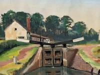 'Lapworth Canal, Warwickshire' Exceptional Vintage Oil on Canvas Painting c1960 (10 of 13) 'Lapworth Canal, Warwickshire' Exceptional Vintage Oil on Canvas Painting c1960 (10 of 13)