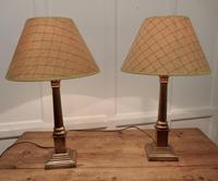 A Pair of Brass Corinthian Column Table Lamps with Shades (4 of 8) A Pair of Brass Corinthian Column Table Lamps with Shades (4 of 8)