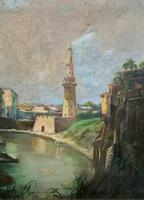 Large Early 1900s North African Cityscape with Mosque Oil Painting on Canvas (11 of 15) Large Early 1900s North African Cityscape with Mosque Oil Painting on Canvas (11 of 15)