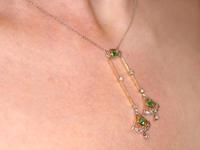 0.25ct Emerald & 0.30ct Diamond, 18ct Yellow Gold Necklace - Art Deco - Antique c.1920 (9 of 9) 0.25ct Emerald & 0.30ct Diamond, 18ct Yellow Gold Necklace - Art Deco - Antique c.1920 (9 of 9)