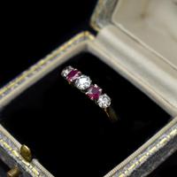 Vintage Ruby & Diamond 18ct 18K Yellow Gold Five Stone Ring (9 of 10) Vintage Ruby & Diamond 18ct 18K Yellow Gold Five Stone Ring (9 of 10)
