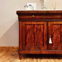 Antique French Flamed Mahogany Sideboard / Cupboard / Marble Linen Cabinet (4 of 4) Antique French Flamed Mahogany Sideboard / Cupboard / Marble Linen Cabinet (4 of 4)
