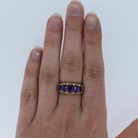 Vintage Amethyst and Diamond Chunky Scroll Five Stone 9ct 9K Yellow Gold Ring Band (3 of 10) Vintage Amethyst and Diamond Chunky Scroll Five Stone 9ct 9K Yellow Gold Ring Band (3 of 10)