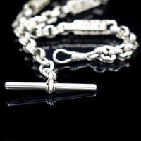Antique Fancy Link Short Silver Albert Watch Chain with Dog Clip and T-Bar (4 of 8) Antique Fancy Link Short Silver Albert Watch Chain with Dog Clip and T-Bar (4 of 8)