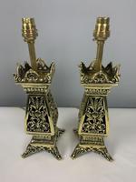 Pair Of Victorian Pierced Brass Table Lamps; Rewired And Pat Tested (7 of 10) Pair Of Victorian Pierced Brass Table Lamps; Rewired And Pat Tested (7 of 10)
