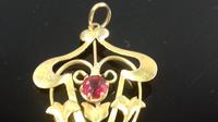 Antique Art Mouveau 9ct gold garnet lavalier drop pendant (7 of 10) Antique Art Mouveau 9ct gold garnet lavalier drop pendant (7 of 10)