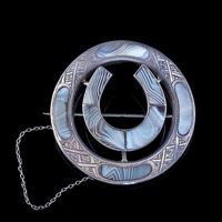 Antique Victorian Scottish Montrose Agate Horseshoe Brooch Silver c.1860 (4 of 7) Antique Victorian Scottish Montrose Agate Horseshoe Brooch Silver c.1860 (4 of 7)