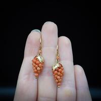 Antique Coral Grape Gold on Sterling Silver Drop Earrings (7 of 7) Antique Coral Grape Gold on Sterling Silver Drop Earrings (7 of 7)