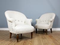 Newly Upholstered Pair of French "Crapaud" Tub Chairs (3 of 3) Newly Upholstered Pair of French "Crapaud" Tub Chairs (3 of 3)