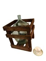 Large Vintage Glass Demijohn Carboy Opaque Green 1966 25ltr in Original Crate