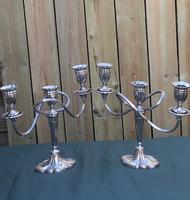 Pair of Edwardian Silver Plate on Copper 3 Branch Candelabra (2 of 3) Pair of Edwardian Silver Plate on Copper 3 Branch Candelabra (2 of 3)
