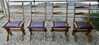 Set of 4 Golden Oak Arts and Crafts X Frame Refectory Dining Chairs