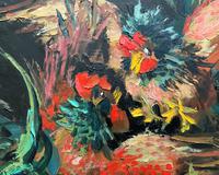 Stunning Original 1970s Vintage Abstract Acrylic Painting Cocks Fighting - Game (5 of 15) Stunning Original 1970s Vintage Abstract Acrylic Painting Cocks Fighting - Game (5 of 15)