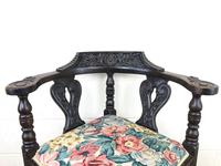 Victorian Carved Oak Corner Chair with Floral Upholstery (2 of 9) Victorian Carved Oak Corner Chair with Floral Upholstery (2 of 9)
