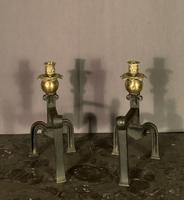Unusual Decorative French Brass & Steel Fire Dogs with Candle Sconces (8 of 8) Unusual Decorative French Brass & Steel Fire Dogs with Candle Sconces (8 of 8)