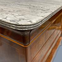 Exceptional French Marble Top Mahogany Inlaid Commode (10 of 12) Exceptional French Marble Top Mahogany Inlaid Commode (10 of 12)