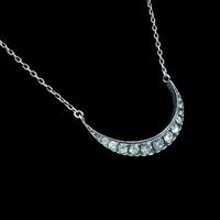 Antique Victorian Paste Crescent Moon Sterling Silver Conversion Necklace 16" (3 of 9) Antique Victorian Paste Crescent Moon Sterling Silver Conversion Necklace 16" (3 of 9)