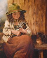 Victorian Oil Painting of a Girl with Kitten (4 of 6) Victorian Oil Painting of a Girl with Kitten (4 of 6)
