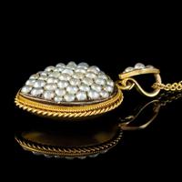 Antique Victorian Natural Pearl Heart Pendant Necklace 18ct Gold Circa 1880 (5 of 7) Antique Victorian Natural Pearl Heart Pendant Necklace 18ct Gold Circa 1880 (5 of 7)