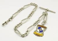 Antique Silver Watch Chain and Cycling Fob (1 of 3)
