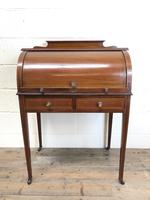 Antique Edwardian Mahogany Inlaid Cylinder Top Desk (5 of 14) Antique Edwardian Mahogany Inlaid Cylinder Top Desk (5 of 14)