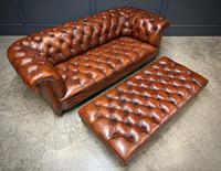 Genuine Victorian Leather Chesterfield Sofa & Foot Stool