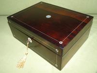 Unisex Inlaid Rosewood Jewellery Box + Tray. c1850 (4 of 13) Unisex Inlaid Rosewood Jewellery Box + Tray. c1850 (4 of 13)