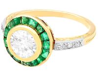 1.05ct Emerald & 1.18ct Diamond, 18ct Yellow Gold Dress Ring c.1930 (3 of 9) 1.05ct Emerald & 1.18ct Diamond, 18ct Yellow Gold Dress Ring c.1930 (3 of 9)