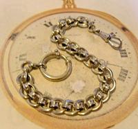 Antique Pocket Watch Chain 1920s Large Chrome Fancy Link Albert with Big Bolt Ring (3 of 12) Antique Pocket Watch Chain 1920s Large Chrome Fancy Link Albert with Big Bolt Ring (3 of 12)