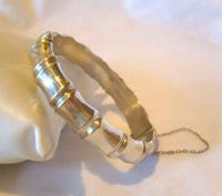 Antique Sterling Silver Bamboo Bangle 1942 WW2 Wide Silver Bracelet 7 1/4" Length (2 of 10) Antique Sterling Silver Bamboo Bangle 1942 WW2 Wide Silver Bracelet 7 1/4" Length (2 of 10)