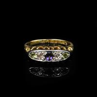 Antique Amethyst Peridot and Diamond Scroll Boat 18ct Yellow Gold Ring (6 of 10) Antique Amethyst Peridot and Diamond Scroll Boat 18ct Yellow Gold Ring (6 of 10)