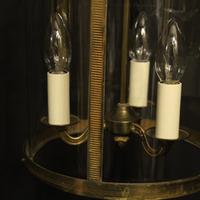 French Convex Gilded Brass Triple Light Antique Hall Lantern (9 of 10) French Convex Gilded Brass Triple Light Antique Hall Lantern (9 of 10)