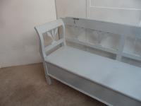 Light Grey 3 Seater Tulip Antique Pine Kitchen / Hall Box Settle / Bench (10 of 10) Light Grey 3 Seater Tulip Antique Pine Kitchen / Hall Box Settle / Bench (10 of 10)