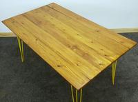 1960/70s Hairpin Legged Table With Later Pitch Pine Top (6 of 6) 1960/70s Hairpin Legged Table With Later Pitch Pine Top (6 of 6)