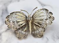 Superb Silver Gilt Filigree Butterfly Brooch c.1930