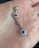 Art Nouveau Ruby & Zircon Drop Pendant, Floral (3 of 10) Art Nouveau Ruby & Zircon Drop Pendant, Floral (3 of 10)