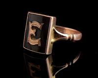 Antique Victorian mourning ring, 9ct Rose gold, Letter E (9 of 11) Antique Victorian mourning ring, 9ct Rose gold, Letter E (9 of 11)