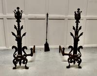 Very Large Heavy Pair of French Iron Andirons (3 of 8) Very Large Heavy Pair of French Iron Andirons (3 of 8)