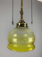 Victorian Gas Pole Brass Ceiling Light With Original Etched Shade; Rewired (5 of 11) Victorian Gas Pole Brass Ceiling Light With Original Etched Shade; Rewired (5 of 11)