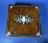 Victorian French Burr Cedar Jewellery Box with Inlay & Original Interior (4 of 13) Victorian French Burr Cedar Jewellery Box with Inlay & Original Interior (4 of 13)