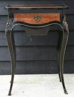 Fine Quality 19th Century French Ebonised & Amboyna Serpentine Sewing Table (18 of 21) Fine Quality 19th Century French Ebonised & Amboyna Serpentine Sewing Table (18 of 21)