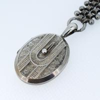 Antique Victorian Aesthetic Large Sterling Silver Locket & Collar Necklace (5 of 8) Antique Victorian Aesthetic Large Sterling Silver Locket & Collar Necklace (5 of 8)