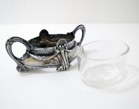 German Art Nouveau 925 Solid Sterling Silver & Glass WMF Style Antique Salt Cellar Dish - Wilhelm Binder c.1905 (6 of 7) German Art Nouveau 925 Solid Sterling Silver & Glass WMF Style Antique Salt Cellar Dish - Wilhelm Binder c.1905 (6 of 7)